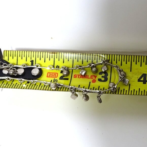 Silver Tone Charm Style Bracelet With Dangling Beads and Geometric Shapes - Picture 4 of 4